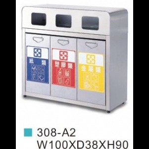 不銹鋼垃圾桶-3分類-ST內