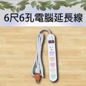 6尺6孔電腦延長線